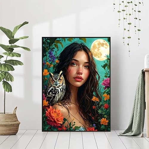 5D Diamond Painting MäDchen Diamant Painting Bilder Erwachsene, Blume Diamond Painting Set, Diamond Painting Klein 80x110cm, DIY Runde Full Drill Cross Stickerei Basteln für Home Room Wall Decor 3-M von BAIYAACO