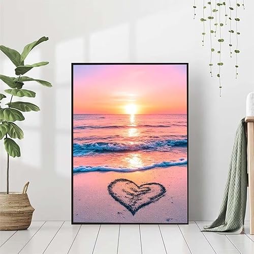 5D Diamond Painting Meer Diamant Painting Bilder, Liebe Diamond Painting Erwachsene Kinder DIY Runde Kristall Diamond Art Stickerei Painting Basteln Set, Wohnzimmer Schlafzimmer Wanddeko 50x70cm V-4 von BAIYAACO