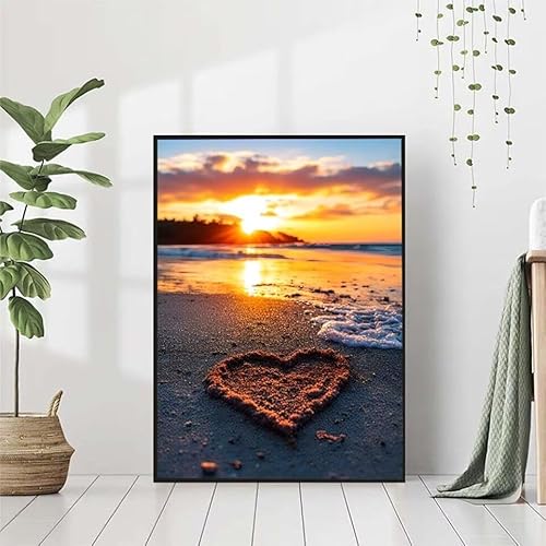 5D Diamond Painting Meer Diamant Painting Bilder, Strand Diamond Painting Erwachsene Kinder DIY 5D Runde Kristall Diamond Art Stickerei Painting Basteln Set, Wohnzimmer Schlafzimmer Wanddeko 50x70cm von BAIYAACO