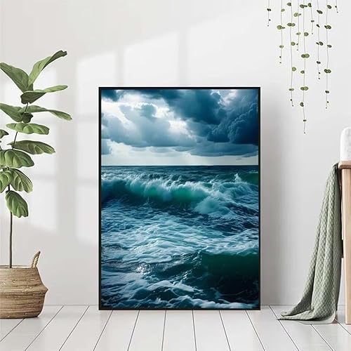 5D Diamond Painting Meer Diamant Painting Bilder Erwachsene, Wellen Diamond Painting Set, Diamond Painting Klein 50x70cm, DIY Runde Full Drill Kristall Cross Stickerei Basteln für Home Wall Decor R-6 von BAIYAACO