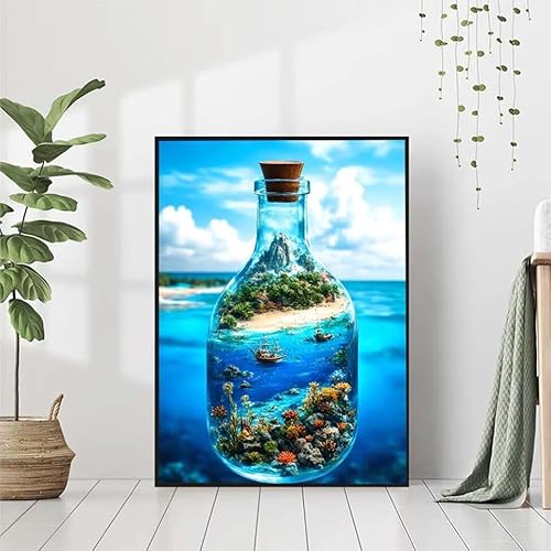 5D Diamond Painting Meer Diamant Painting Bilder Erwachsene, Wunschflasche Diamond Painting Set, Diamond Painting Klein 80x110cm, DIY Runde Full Drill Cross Stickerei Basteln für Home Wall Decor 2-S von BAIYAACO