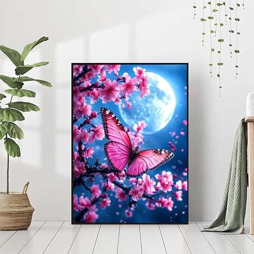 5D Diamond Painting Mond Diamant Painting Bilder, Blume Diamond Painting Erwachsene Kinder DIY Runde Kristall Diamond Art Stickerei Painting Basteln Set, Wohnzimmer Schlafzimmer Wanddeko 30x40cm 5-4 von BAIYAACO