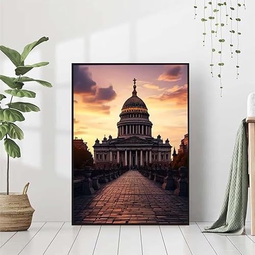 5D Diamond Painting Moschee Diamant Painting Bilder Erwachsene, Landschaft Diamond Painting Set, Diamond Painting Klein 80x110cm, DIY Runde Full Drill Cross Stickerei Basteln für Home Wall Decor 1-7 von BAIYAACO