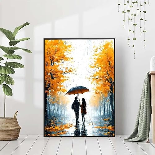 5D Diamond Painting Paar Diamant Painting Bilder Erwachsene, Herbst Diamond Painting Set, Diamond Painting Klein 80x110cm, DIY Runde Full Drill Kristall Cross Stickerei Basteln für Home Wall Decor 3-I von BAIYAACO