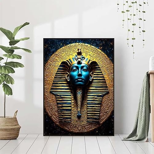 5D Diamond Painting Pharao Diamant Painting Bilder, äGyptischer Pharao Diamond Painting Erwachsene Kinder DIY 5D Runde Diamond Art Stickerei Basteln Set, Wohnzimmer Schlafzimmer Wanddeko 40x50cm B-K von BAIYAACO