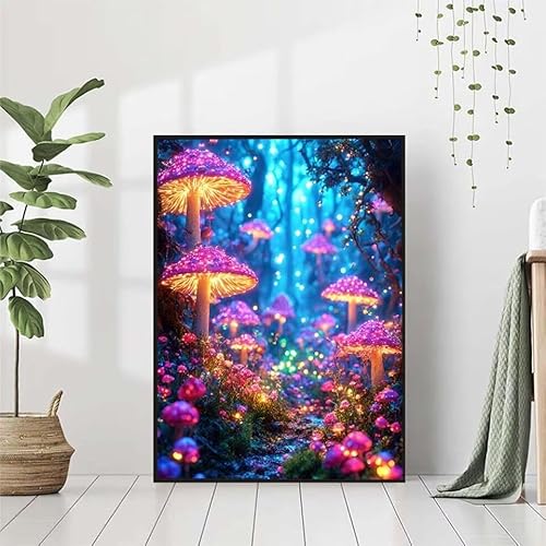 5D Diamond Painting Pilz Diamant Painting Bilder, Blume Diamond Painting Erwachsene Kinder DIY Runde Kristall Diamond Art Stickerei Painting Basteln Set, Wohnzimmer Schlafzimmer Wanddeko 50x70cm 9-4 von BAIYAACO