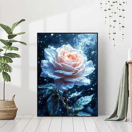 5D Diamond Painting Rose Diamant Painting Bilder Erwachsene, Blume Diamond Painting Set, Diamond Painting Klein 80x110cm, DIY Runde Full Drill Kristall Cross Stickerei Basteln für Home Wall Decor 8-0 von BAIYAACO