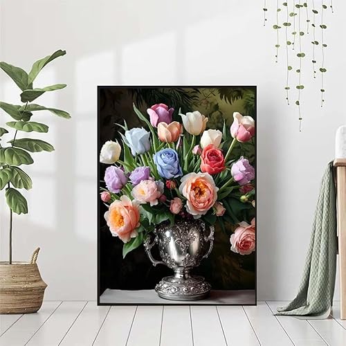 5D Diamond Painting Rose Diamant Painting Bilder Erwachsene, Blume Diamond Painting Set, Diamond Painting Klein 80x110cm, DIY Runde Full Drill Kristall Cross Stickerei Basteln für Home Wall Decor Z-6 von BAIYAACO