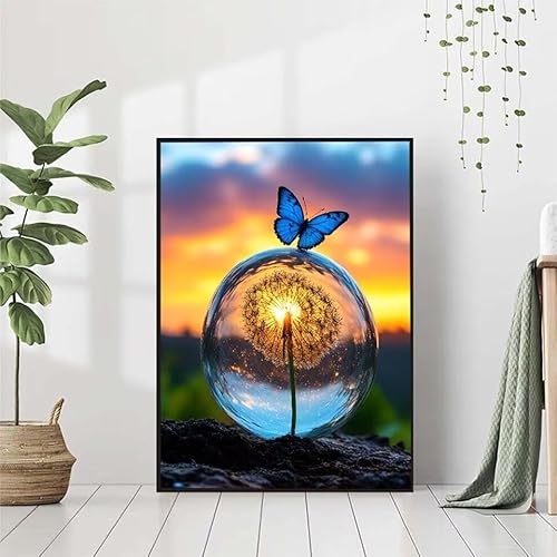 5D Diamond Painting Schmetterling Diamant Painting Bilder, Blume Diamond Painting Erwachsene Kinder DIY Runde Kristall Diamond Art Stickerei Basteln Set, Wohnzimmer Schlafzimmer Wanddeko 80x110cm M-Z von BAIYAACO