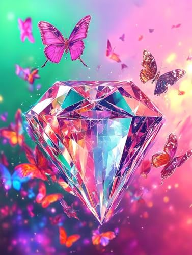 5D Diamond Painting Schmetterling Diamant Painting Bilder Erwachsene, Blume Diamond Painting Set, Diamond Painting Klein 80x110cm, DIY Runde Full Drill Cross Stickerei Basteln für Home Wall Decor K-0 von BAIYAACO