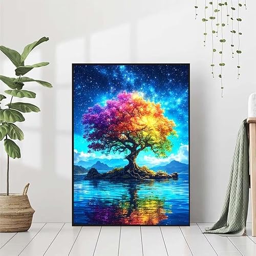 5D Diamond Painting Sternenhimmel Diamant Painting Bilder Erwachsene, Baum Diamond Painting Set, Diamond Painting Klein 80x100cm, DIY Runde Full Drill Cross Stickerei Basteln für Home Room Wall Decor von BAIYAACO