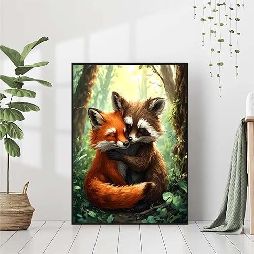 5D Diamond Painting Tier Diamant Painting Bilder, Fuchs Diamond Painting Erwachsene Kinder DIY Runde Kristall Diamond Art Stickerei Painting Basteln Set, Wohnzimmer Schlafzimmer Wanddeko 80x110cm 5-E von BAIYAACO