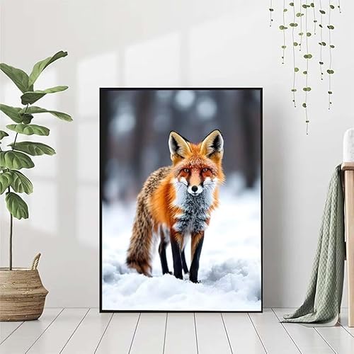 5D Diamond Painting Tier Diamant Painting Bilder, Fuchs Diamond Painting Erwachsene Kinder DIY Runde Kristall Diamond Art Stickerei Painting Basteln Set, Wohnzimmer Schlafzimmer Wanddeko 80x110cm E-F von BAIYAACO