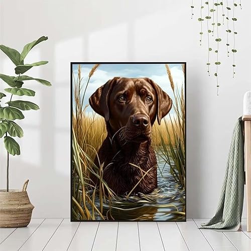 5D Diamond Painting Tier Diamant Painting Bilder, Hund Diamond Painting Erwachsene Kinder DIY Runde Kristall Diamond Art Stickerei Painting Basteln Set, Wohnzimmer Schlafzimmer Wanddeko 80x110cm E-V von BAIYAACO