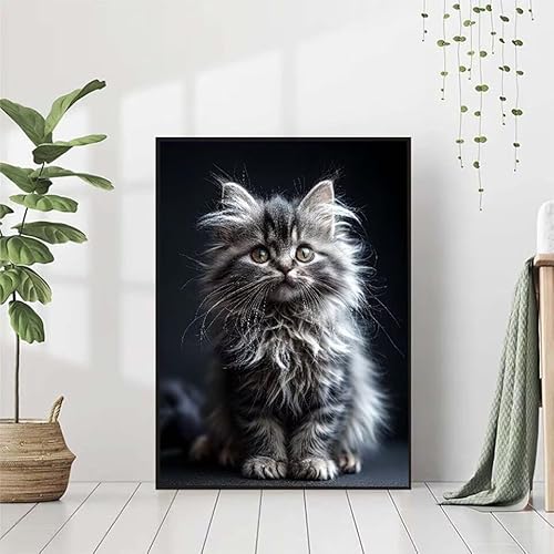 5D Diamond Painting Tier Diamant Painting Bilder, Katze Diamond Painting Erwachsene Kinder DIY Runde Kristall Diamond Art Stickerei Painting Basteln Set, Wohnzimmer Schlafzimmer Wanddeko 80x110cm E-7 von BAIYAACO