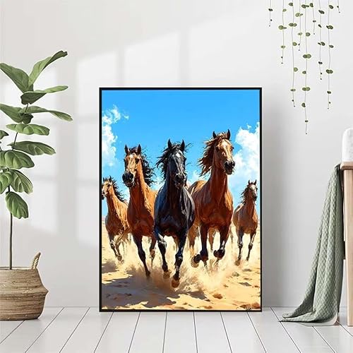 5D Diamond Painting Tier Diamant Painting Bilder, Pferd Diamond Painting Erwachsene Kinder DIY Runde Kristall Diamond Art Stickerei Painting Basteln Set, Wohnzimmer Schlafzimmer Wanddeko 60x80cm 9-8 von BAIYAACO