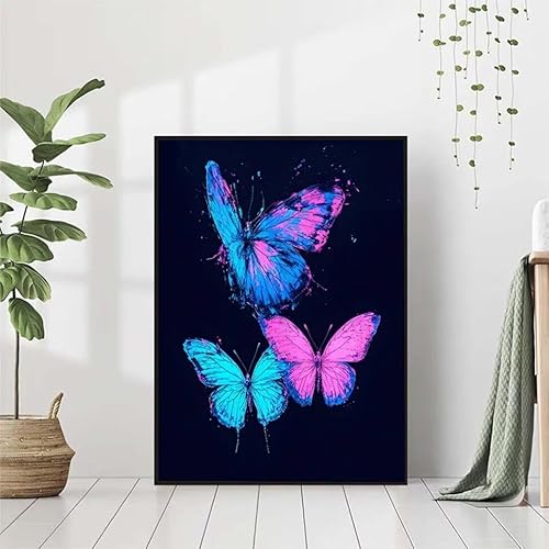 5D Diamond Painting Tier Diamant Painting Bilder, Schmetterling Diamond Painting Erwachsene Kinder DIY 5D Runde Kristall Diamond Art Stickerei Basteln Set, Wohnzimmer Schlafzimmer Wanddeko 30x40cm H-O von BAIYAACO