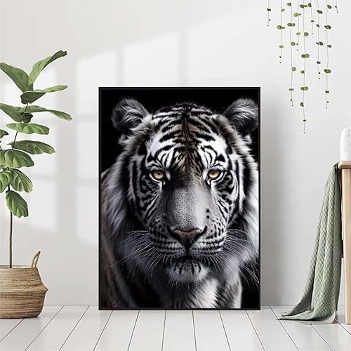 5D Diamond Painting Tier Diamant Painting Bilder, Tiger Diamond Painting Erwachsene Kinder DIY Runde Kristall Diamond Art Stickerei Painting Basteln Set, Wohnzimmer Schlafzimmer Wanddeko 80x110cm D-J von BAIYAACO