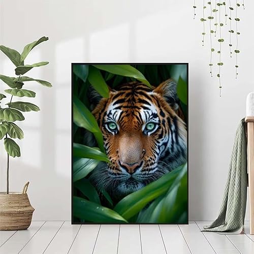 5D Diamond Painting Tier Diamant Painting Bilder, Tiger Diamond Painting Erwachsene Kinder DIY Runde Kristall Diamond Art Stickerei Painting Basteln Set, Wohnzimmer Schlafzimmer Wanddeko 80x110cm G-9 von BAIYAACO