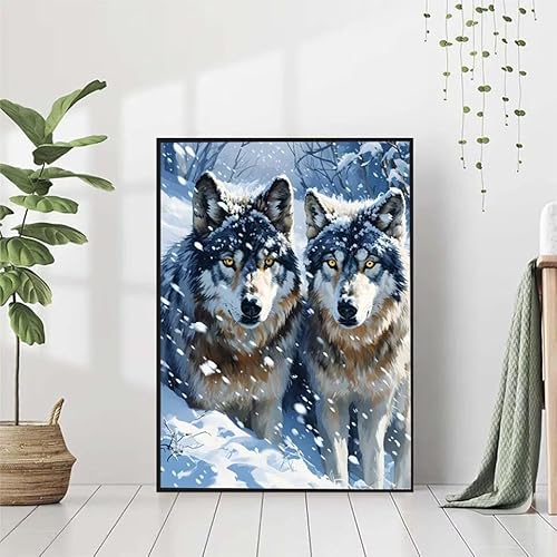 5D Diamond Painting Tier Diamant Painting Bilder, Wolf Diamond Painting Erwachsene Kinder DIY Runde Kristall Diamond Art Stickerei Painting Basteln Set, Wohnzimmer Schlafzimmer Wanddeko 80x110cm G-2 von BAIYAACO