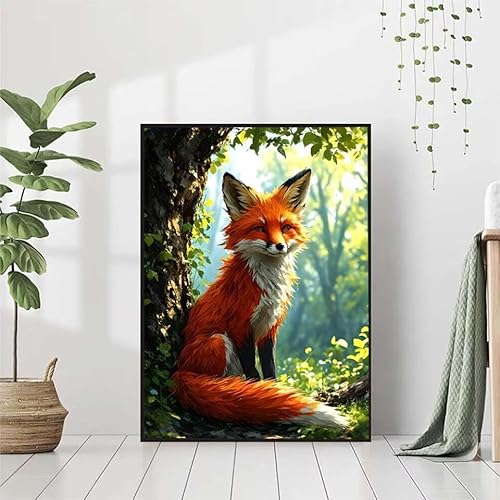 5D Diamond Painting Tier Diamant Painting Bilder Erwachsene, Fuchs Diamond Painting Set, Diamond Painting Klein 80x110cm, DIY Runde Full Drill Kristall Cross Stickerei Basteln für Home Wall Decor 7-A von BAIYAACO