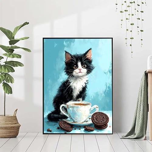 5D Diamond Painting Tier Diamant Painting Bilder Erwachsene, Katze Diamond Painting Set, Diamond Painting Klein 50x70cm, DIY Runde Full Drill Cross Stickerei Basteln für Home Room Wall Decor Geschenk von BAIYAACO