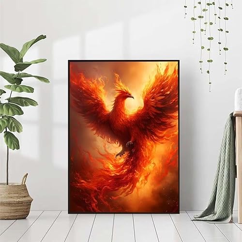 5D Diamond Painting Tier Diamant Painting Bilder Erwachsene, PhöNix Diamond Painting Set, Diamond Painting Klein 80x110cm, DIY Runde Full Drill Kristall Cross Stickerei Basteln für Home Wall Decor 3-J von BAIYAACO