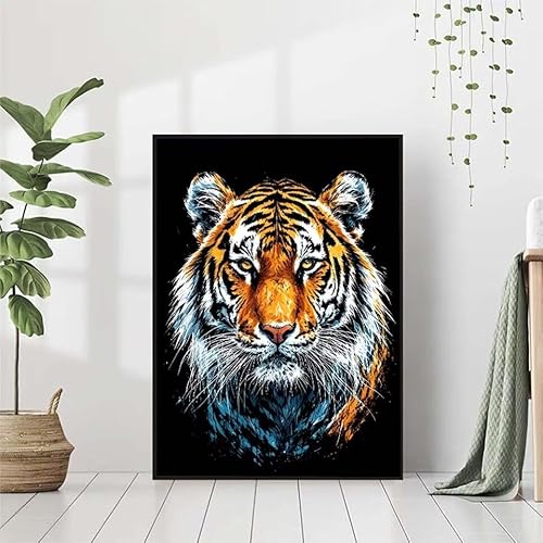 5D Diamond Painting Tier Diamant Painting Bilder Erwachsene, Tiger Diamond Painting Set, Diamond Painting Klein 40x50cm, DIY Runde Full Drill Cross Stickerei Basteln für Home Wall Decor Geschenk 4-K von BAIYAACO