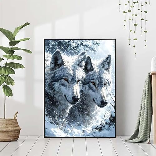 5D Diamond Painting Tier Diamant Painting Bilder Erwachsene, Wolf Diamond Painting Set, Diamond Painting Klein 80x100cm, DIY Runde Full Drill Cross Stickerei Basteln für Home Wall Decor Geschenk 3-5 von BAIYAACO