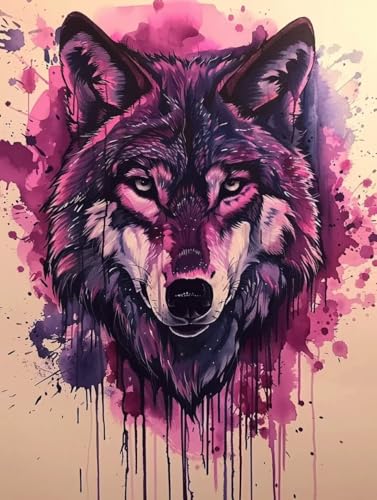 5D Diamond Painting Tier Diamant Painting Bilder Erwachsene, Wolf Diamond Painting Set, Diamond Painting Klein 80x110cm, DIY Quadrat Full Drill Cross Stickerei Basteln für Home Room Wall Decor 0-F von BAIYAACO