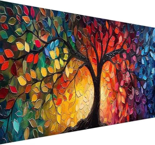 Baum Diamond Painting Erwachsene, Diamond Painting Landschaft Diamant Malerei Set für Kinder Anfänger DIY 5D Vollbohrer Kristall Stickerei Bilder Bastelset für Home Wand Dekor Geschenke 70x140cm -t923 von BAIYAACO