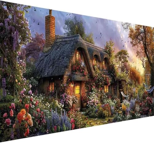 Blume Diamond Painting Erwachsene, Diamond Painting Landschaft Diamant Malerei Set für Kinder Anfänger DIY 5D Vollbohrer Kristall Stickerei Bilder Bastelset, Home Wand Dekor Geschenke 70x140cm -d69X von BAIYAACO