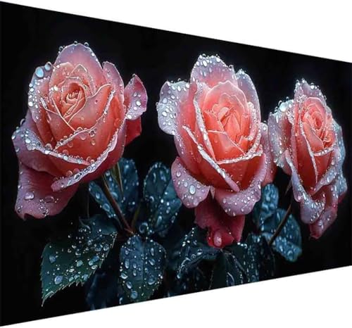 Blume Diamond Painting Erwachsene, Diamond Painting Rose Diamant Malerei Set für Kinder DIY 5D Vollbohrer Kristall Stickerei Bilder Bastelset mit Vollständigem Zubehörm Home Wand Dekor 100x200cm -k599 von BAIYAACO