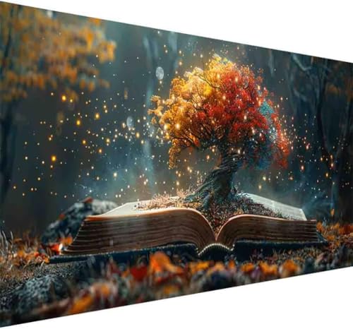 Buch Diamond Painting Erwachsene, Diamond Painting Baum Diamant Malerei Set für Kinder DIY 5D Vollbohrer Kristall Stickerei Bilder Bastelset mit Vollständigem Zubehörm Home Wand Dekor 80x160cm -y57M von BAIYAACO