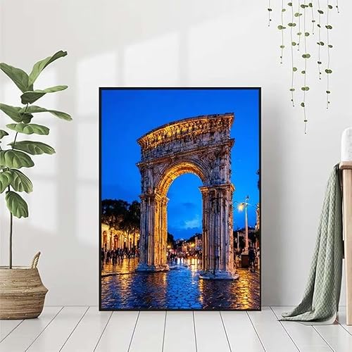 Diamond Painting Arc De Triomphe Diamant Painting Bilder Set, 5D Diamond Painting Paris Diamond Painting Erwachsene DIY Runde Strass Cross Stickerei Diamond-Painting Basteln Wandzimmer Deko 80x100cm von BAIYAACO