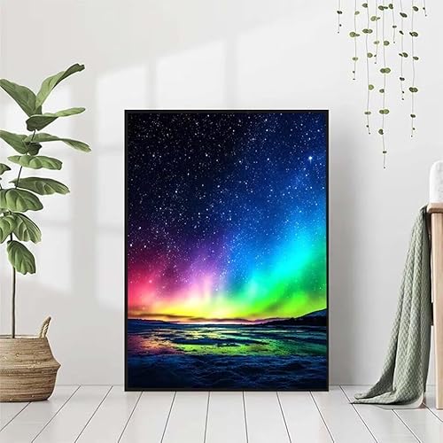 Diamond Painting Aurora Diamant Painting Bilder Set, 5D Diamond Painting Landschaft Diamond Painting Erwachsene DIY Runde Strass Cross Stickerei Diamond-Painting Basteln, Wandzimmer Deko 30x40cm 5-H von BAIYAACO