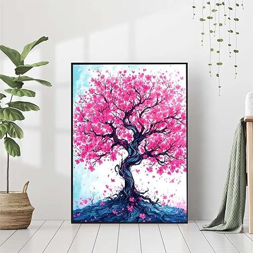 Diamond Painting Baum Diamant Painting Bilder Set, 5D Diamond Painting Blume Diamond Painting Erwachsene DIY Runde Strass Cross Stickerei Diamond-Painting Basteln Wandzimmer Deko Geschenk 80x110cm A-F von BAIYAACO