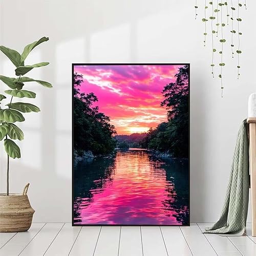 Diamond Painting Baum Diamant Painting Bilder Set, 5D Diamond Painting Landschaft Diamond Painting Erwachsene DIY Runde Strass Cross Stickerei Diamond-Painting Basteln für Wandzimmer Deko 80x110cm L-2 von BAIYAACO