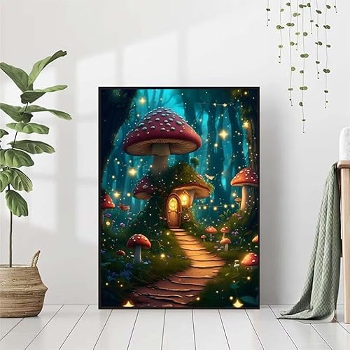 Diamond Painting Baum Diamant Painting Bilder Set, 5D Diamond Painting Pilz Diamond Painting Erwachsene DIY Runde Kristall Strass Cross Stickerei Diamond-Painting Basteln, Wandzimmer Deko 80x110cm 6-9 von BAIYAACO