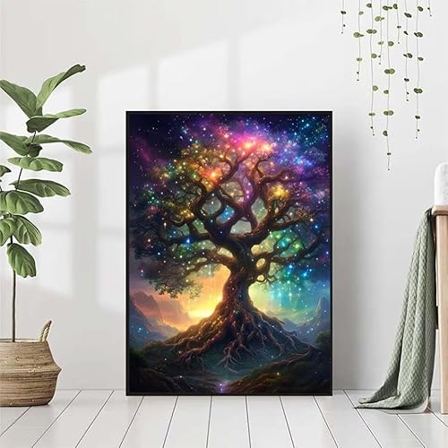 Diamond Painting Baum Diamant Painting Bilder Set, 5D Diamond Painting Sternenhimmel Diamond Painting Erwachsene DIY Runde Strass Cross Stickerei Diamond-Painting Basteln, Wandzimmer Deko 80x110cm 8-4 von BAIYAACO