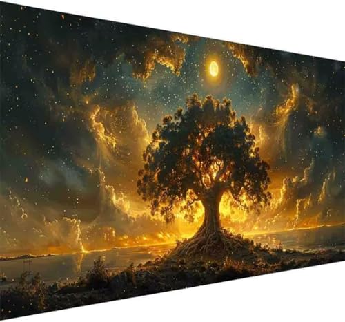 Diamond Painting Baum Diamond Painting Erwachsene Groß XXL 80x160cm Mond Vollbohrer Diamanten Malerei Kristall Stickerei Bilder Bastelset für Kinder Anfänger, Zimmer Deko Wohnzimmer Geschenke -u630 von BAIYAACO