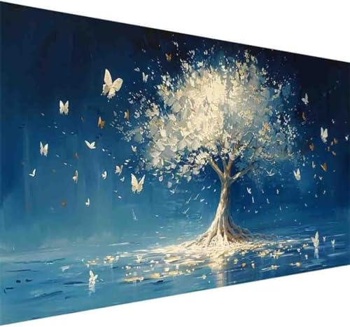 Diamond Painting Baum Diamond Painting Erwachsene Groß XXL 80x160cm Schmetterling Vollbohrer Diamanten Malerei Kristall Stickerei Bilder Bastelset für Kinder Anfänger, Zimmer Deko Wohnzimmer -i248 von BAIYAACO