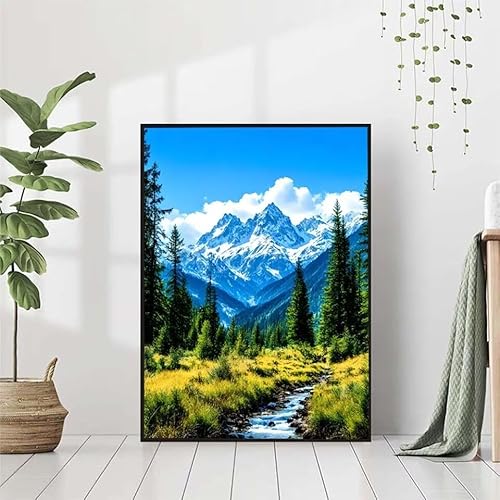 Diamond Painting Berg Diamant Painting Bilder, Landschaft Diamond Painting Erwachsene Kinder DIY Runde Kristall Diamond Art Stickerei Painting Basteln, Wohnzimmer Schlafzimmer Wanddeko 80x110cm 6-6 von BAIYAACO