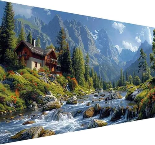 Diamond Painting Berg Diamond Painting Erwachsene Groß XXL 100x200cm Fluss Vollbohrer Diamanten Malerei Kristall Stickerei Bilder Bastelset für Kinder Anfänger, Zimmer Deko Wohnzimmer Geschenke -l597 von BAIYAACO