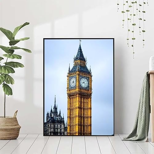 Diamond Painting Big Ben Diamant Painting Bilder Set, 5D Diamond Painting Landschaft Diamond Painting Erwachsene DIY Runde Strass Cross Stickerei Diamond-Painting Basteln, Wandzimmer Deko 80x110cm 5-Z von BAIYAACO