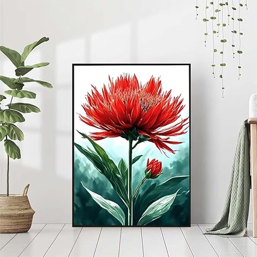 Diamond Painting Blume Diamant Painting Bilder, Blatt Diamond Painting Erwachsene Kinder DIY Runde Kristall Diamond Art Stickerei Painting Basteln Set, Wohnzimmer Schlafzimmer Wanddeko 80x100cm F-M von BAIYAACO