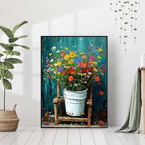 Diamond Painting Blume Diamant Painting Bilder, Blatt Diamond Painting Erwachsene Kinder DIY Runde Kristall Diamond Art Stickerei Painting Basteln Set, Wohnzimmer Schlafzimmer Wanddeko 80x110cm D-6 von BAIYAACO