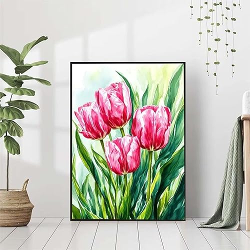 Diamond Painting Blume Diamant Painting Bilder, Tulpe Diamond Painting Erwachsene Kinder DIY Runde Kristall Diamond Art Stickerei Painting Basteln Set, Wohnzimmer Schlafzimmer Wanddeko 80x110cm Z-4 von BAIYAACO