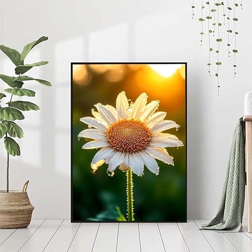 Diamond Painting Blume Diamant Painting Bilder Set, 5D Diamond Painting Chrysantheme Diamond Painting Erwachsene DIY Runde Strass Cross Stickerei Diamond-Painting Basteln, Wandzimmer Deko 60x80cm U-G von BAIYAACO