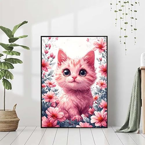 Diamond Painting Blume Diamant Painting Bilder Set, 5D Diamond Painting Katze Diamond Painting Erwachsene DIY Runde Strass Cross Stickerei Diamond-Painting Basteln Wandzimmer Deko Geschenk 30x40cm F-3 von BAIYAACO